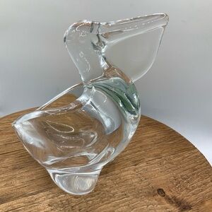 Sasaki Vintage Crystal Art Glass Pelican Candy Trinket Dish
